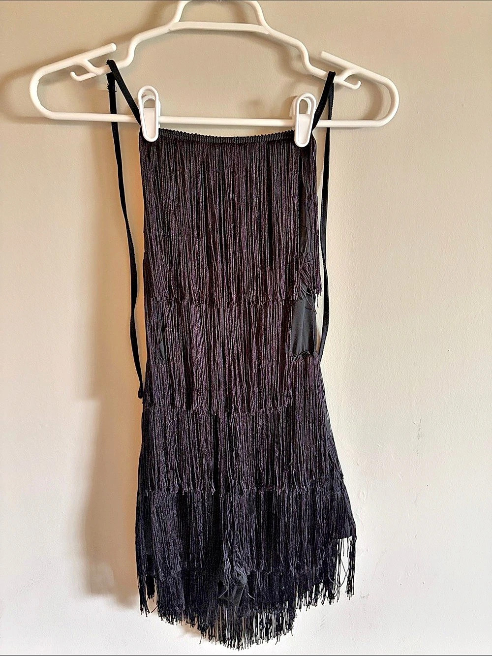 Fringe Mini Dress in Black Like New